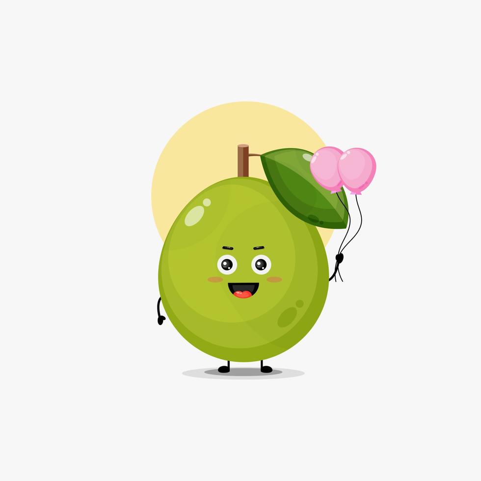 ilustración de un lindo personaje de guayaba que lleva un globo vector