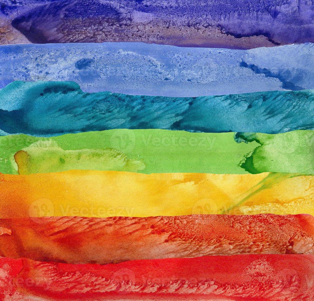 Seven Rainbow Watercolor Paint Strokes photo