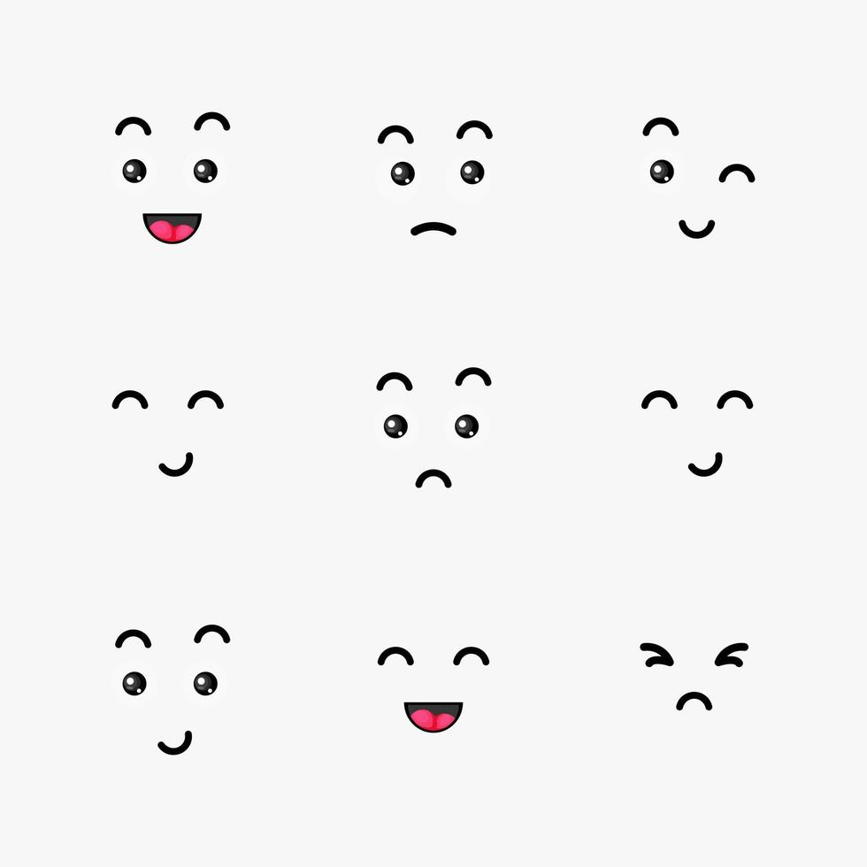 Collection of cute expression design illustrations vector