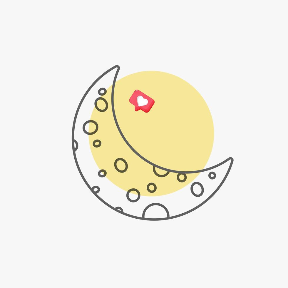 Crescent moon line style icon design illustration vector
