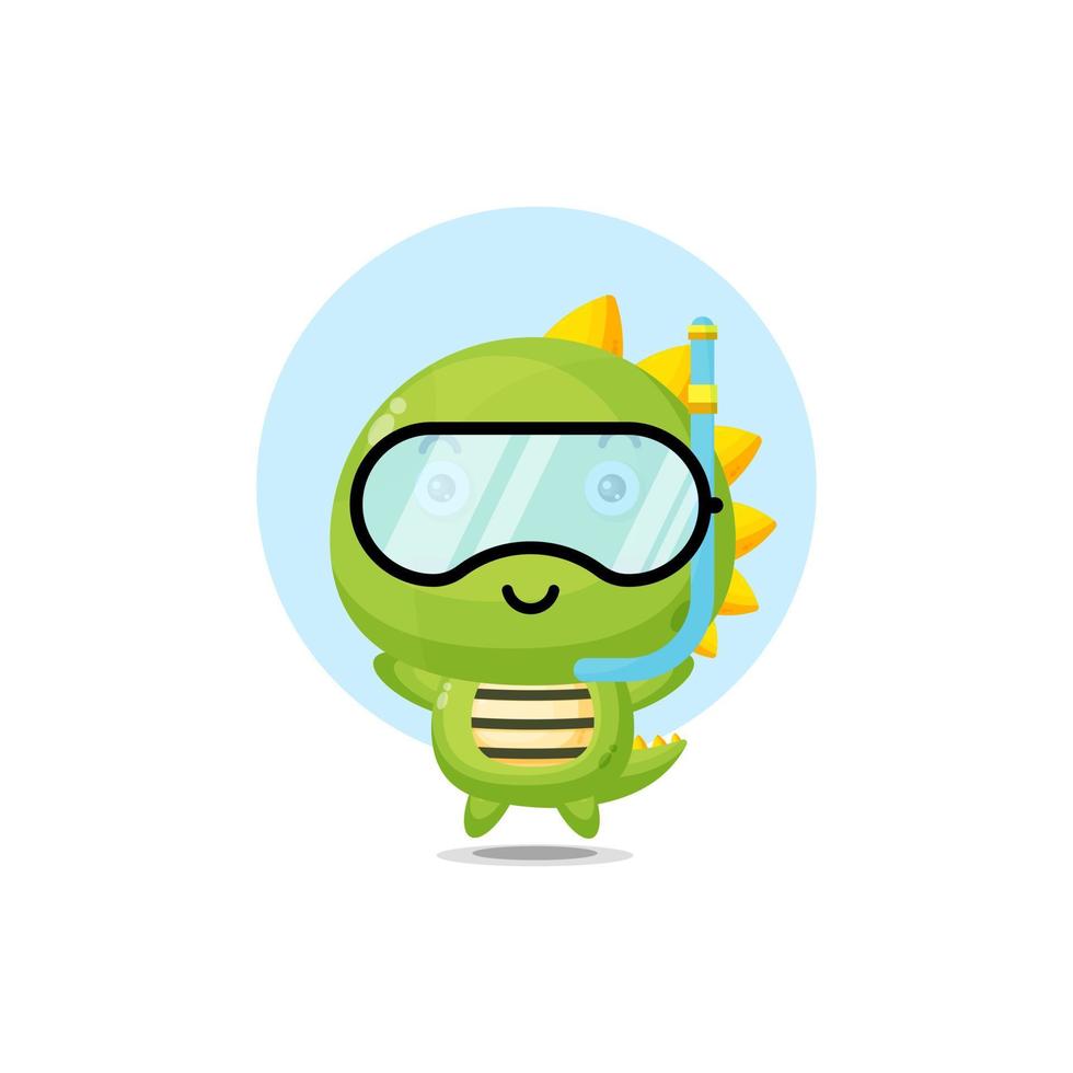 Cute crocodile character with diving gear vector