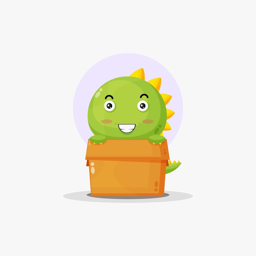 lindo personaje de cocodrilo en la caja vector