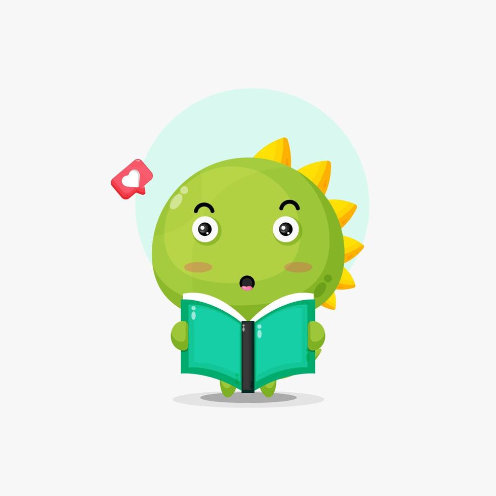 Cute crocodile character reading book icon illustration vector