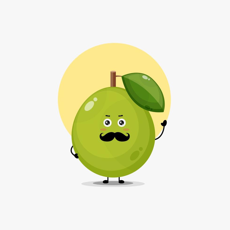 Cute guava character with mustache illustration vector