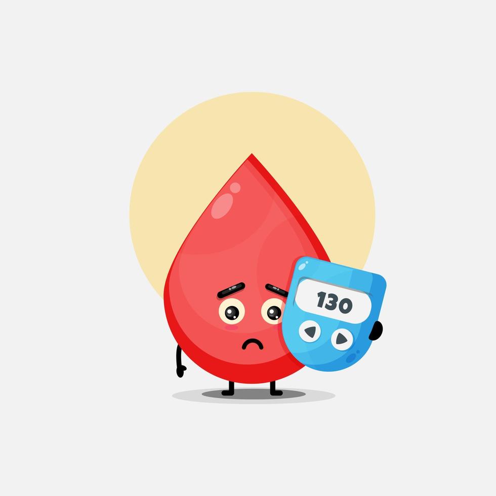 Cute blood drop with glucose measuring vector