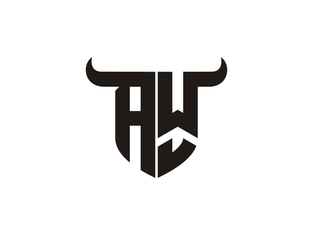 Initial AW Bull Logo Design. vector