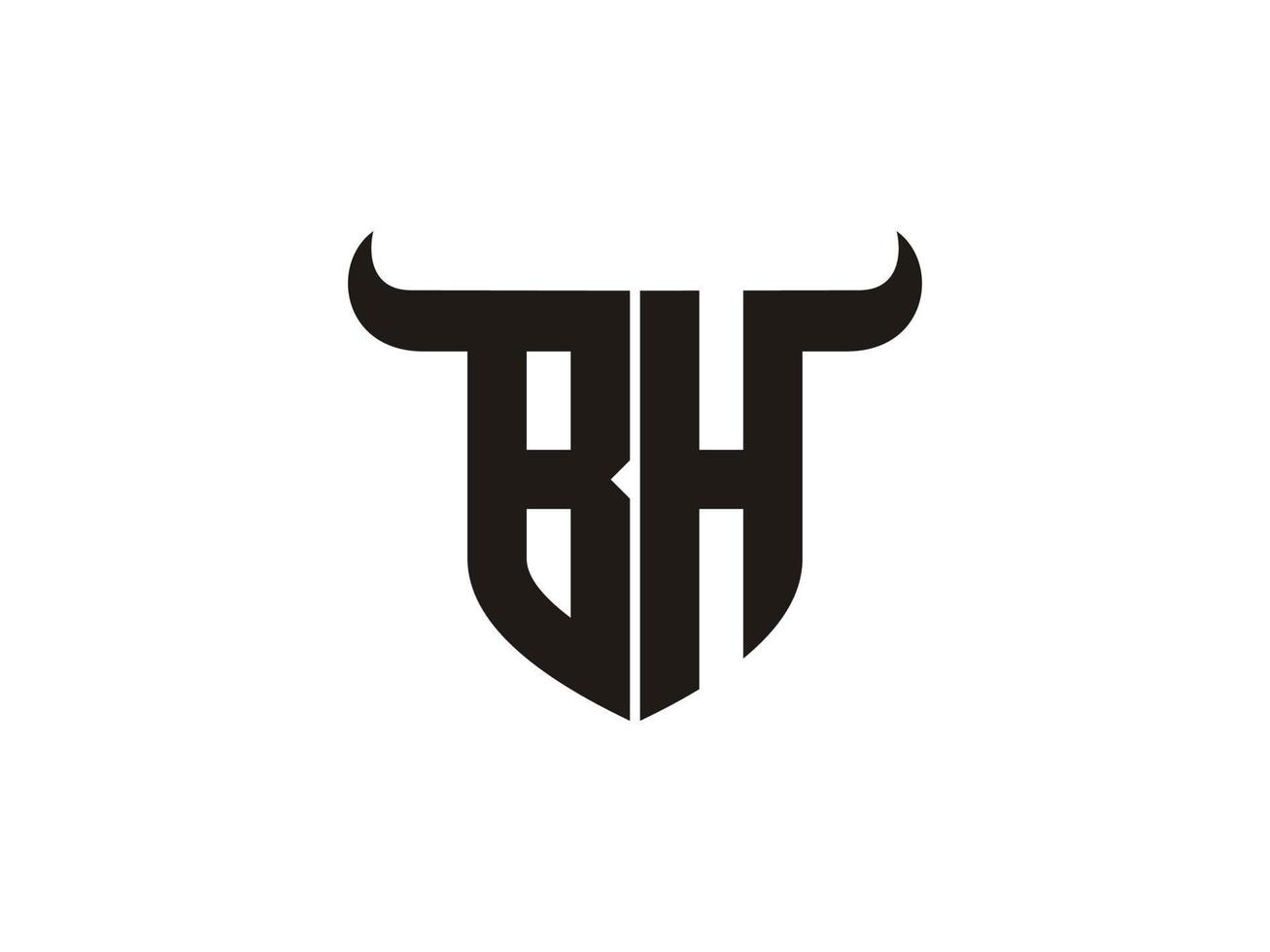 Initial BH Bull Logo Design. vector