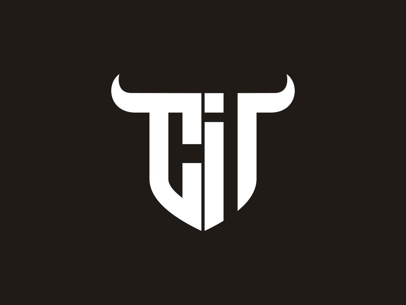 Initial CI Bull Logo Design. vector