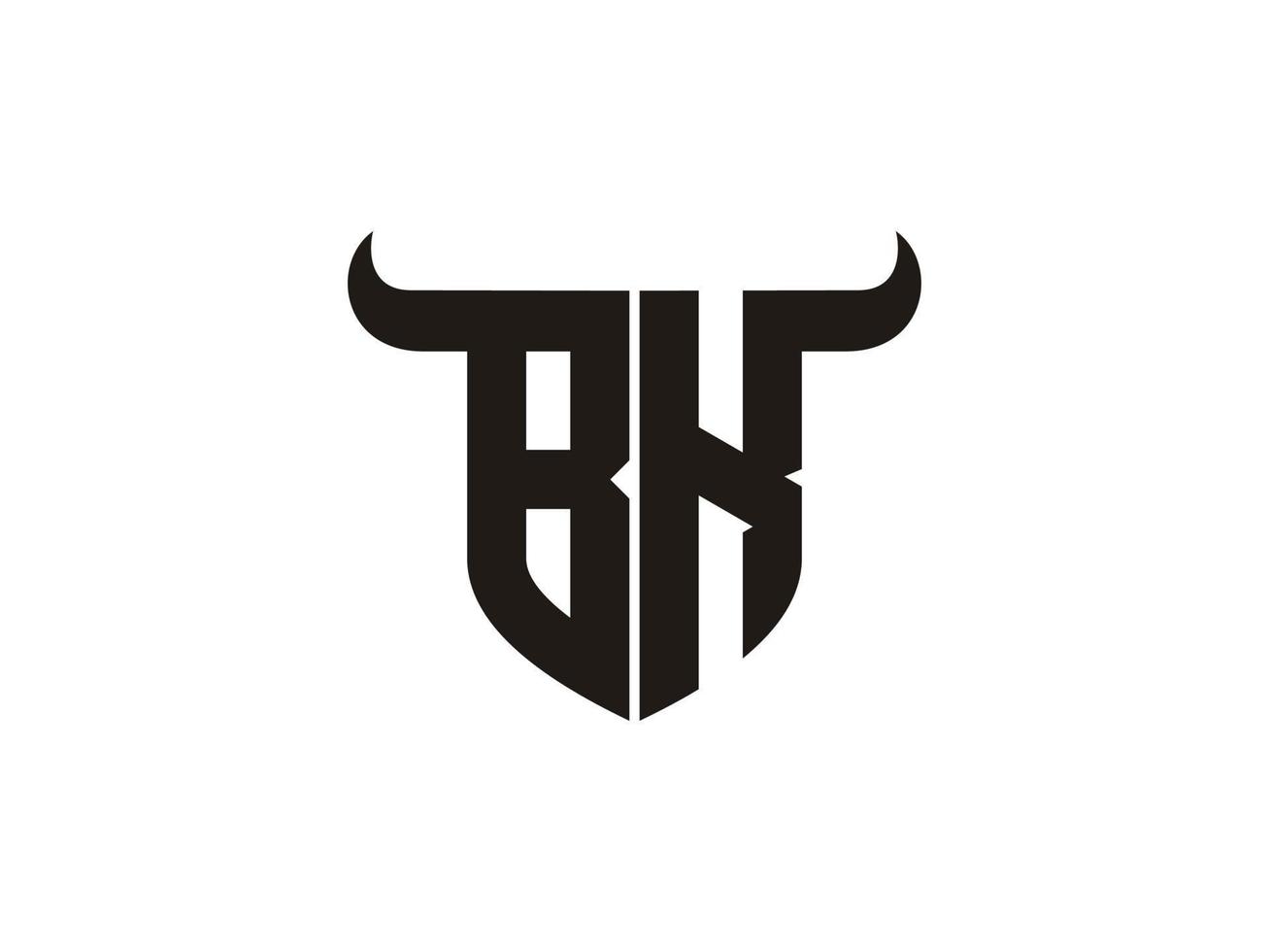 Initial BK Bull Logo Design. vector