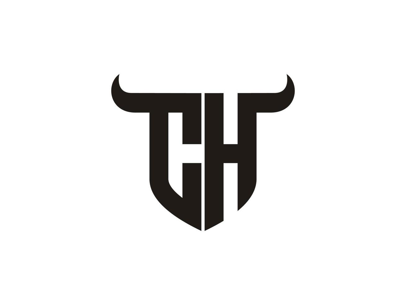 Initial CH Bull Logo Design. vector