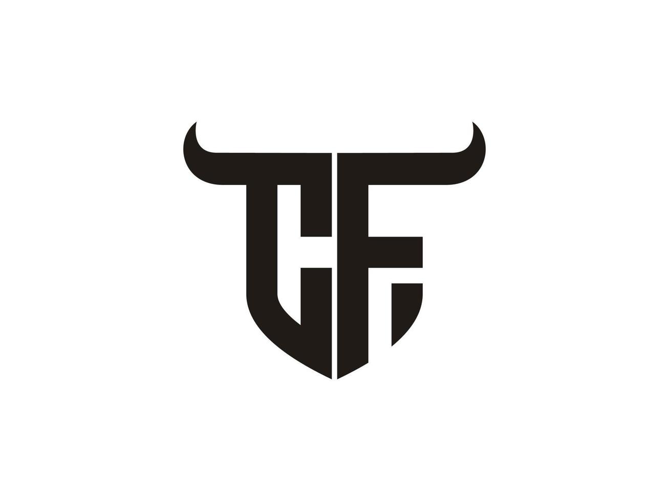 Initial CF Bull Logo Design. vector