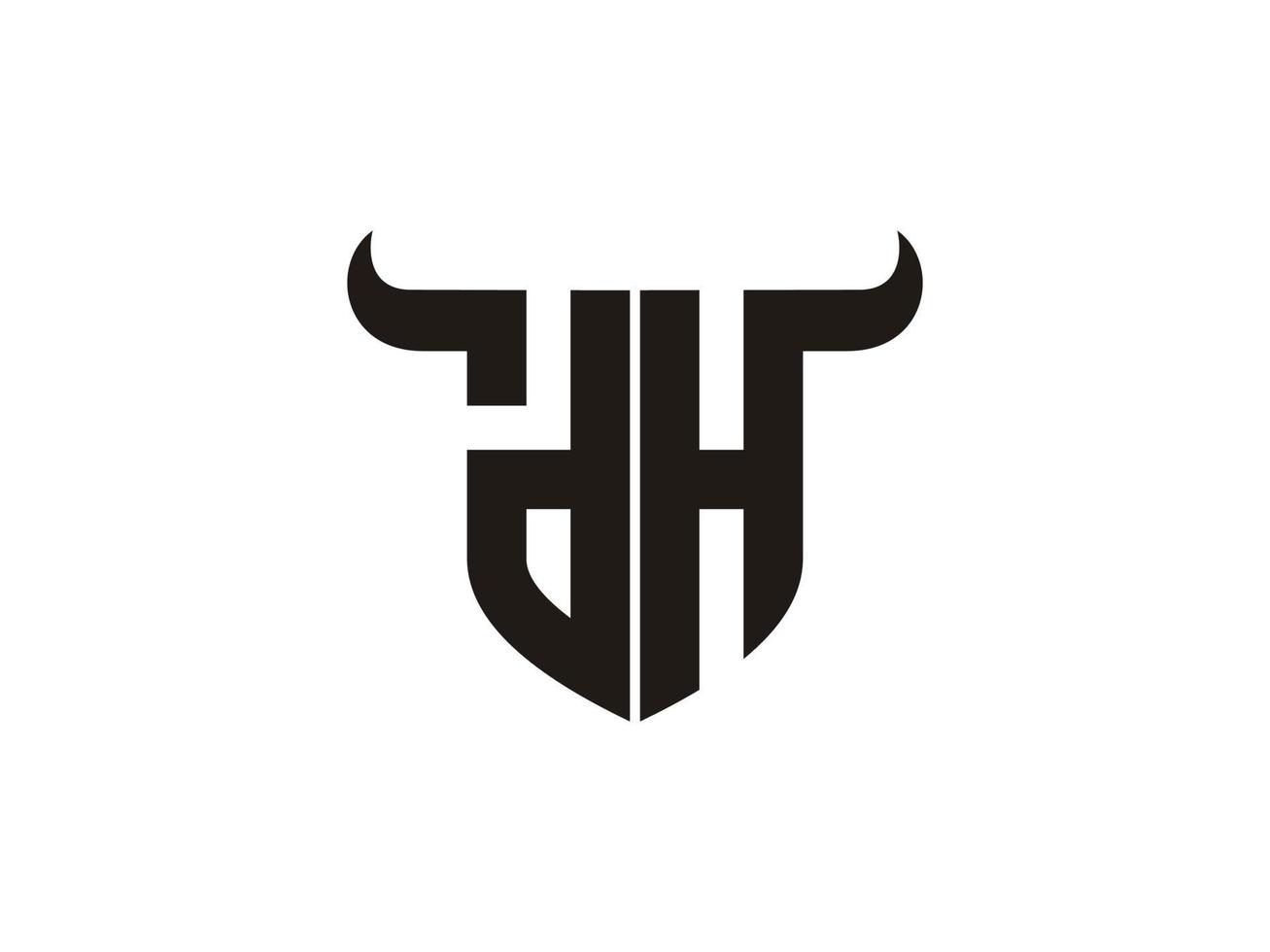 Initial DH Bull Logo Design. vector