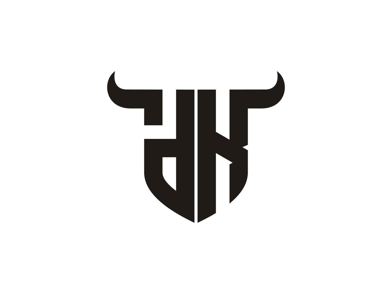 Initial DK Bull Logo Design. vector