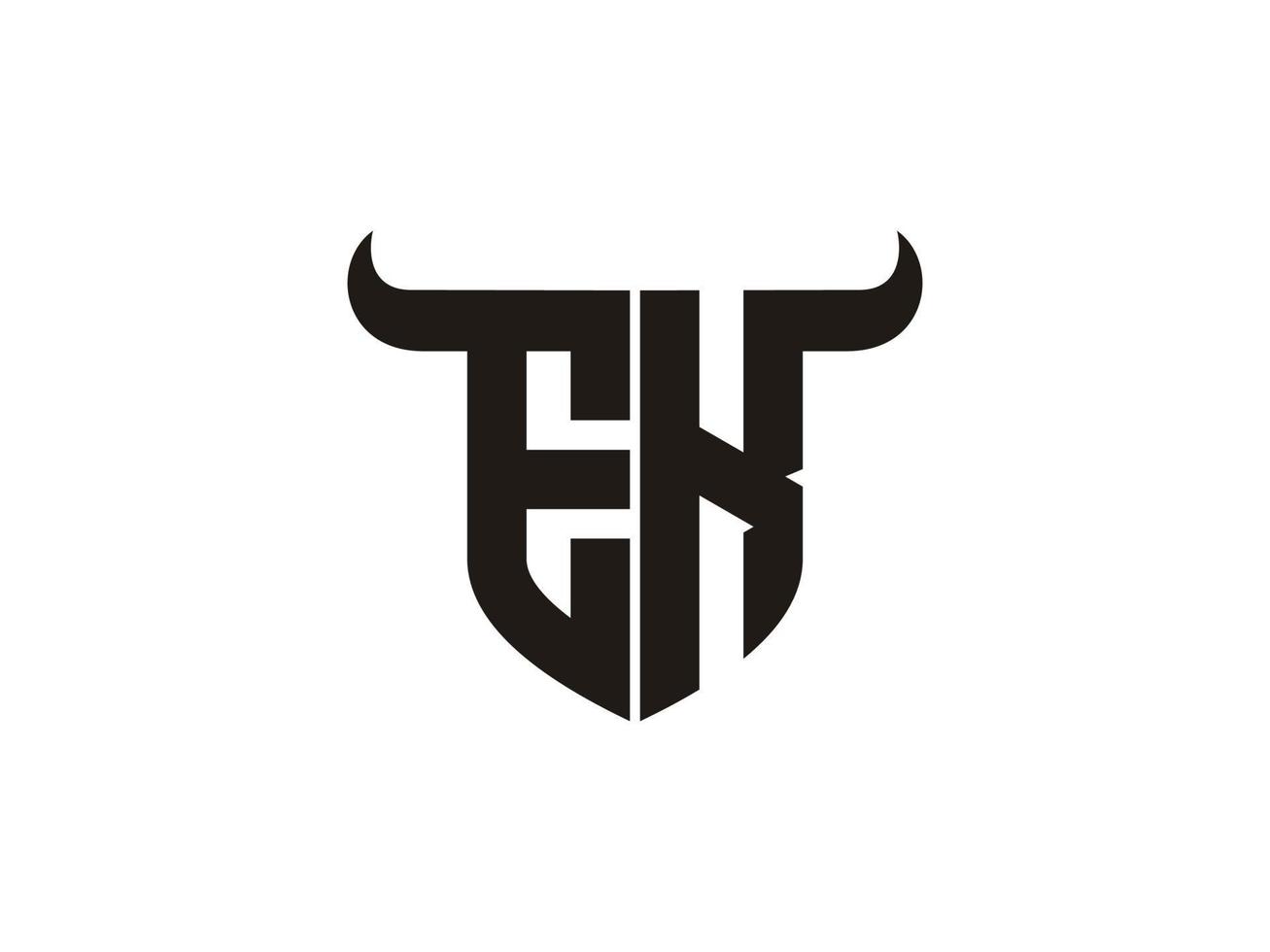 Initial EK Bull Logo Design. vector