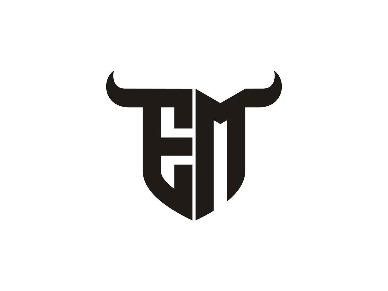 Initial EM Bull Logo Design. vector