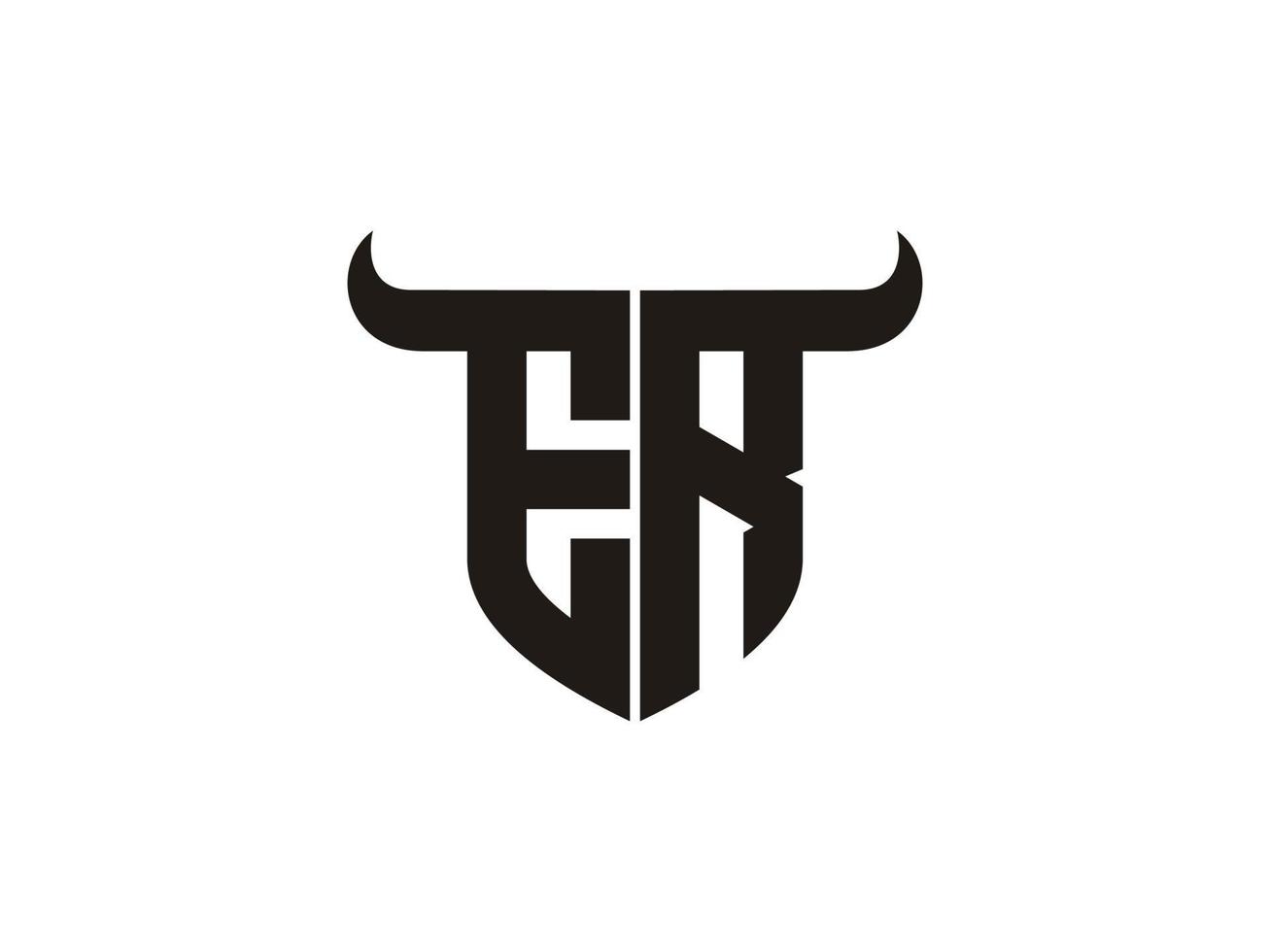 Initial ER Bull Logo Design. vector