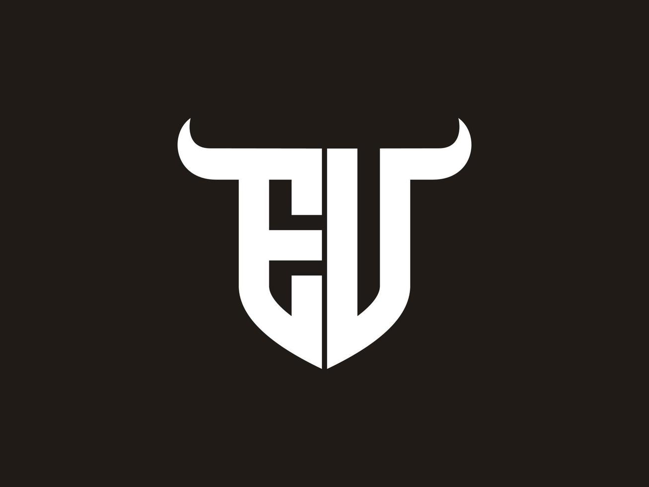 Initial EV Bull Logo Design. vector