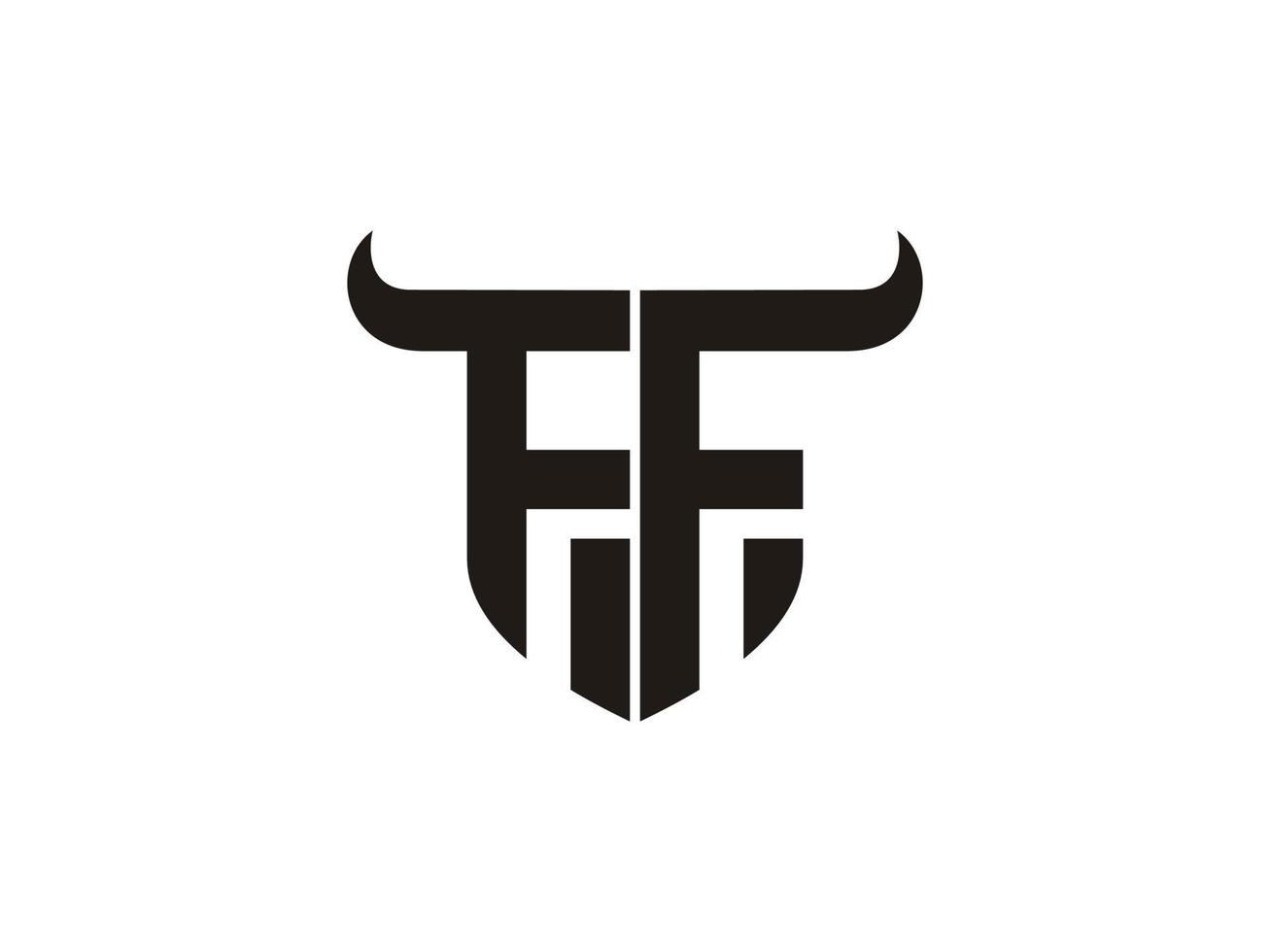 Initial FF Bull Logo Design. vector