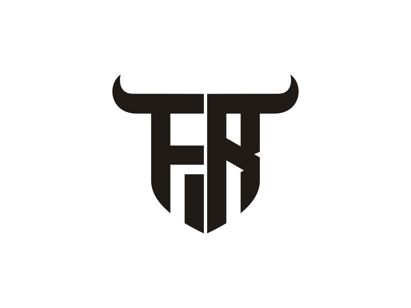 Initial FR Bull Logo Design. vector