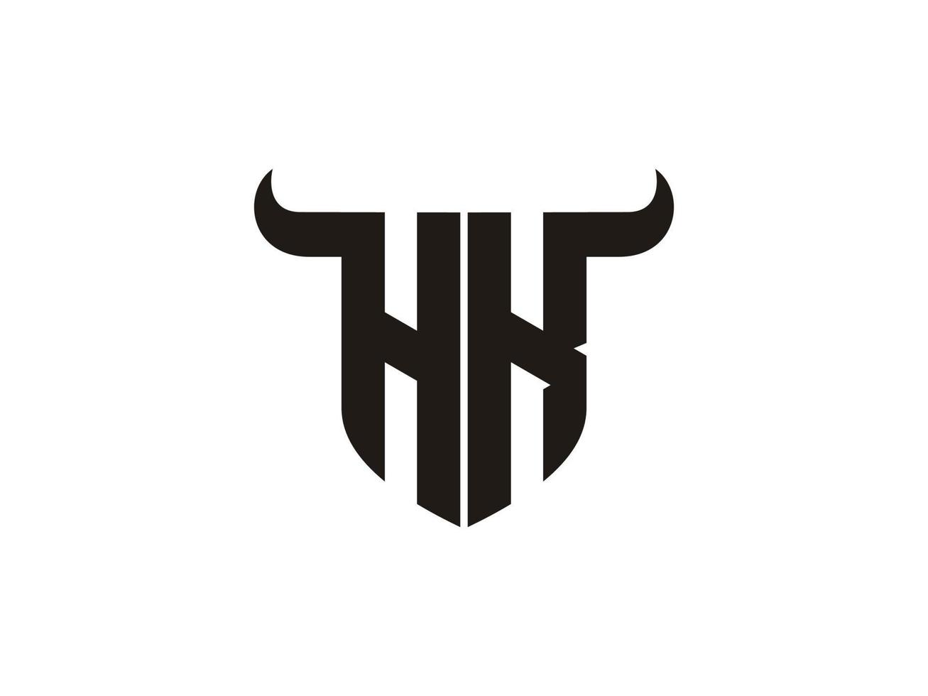 Initial HK Bull Logo Design. vector