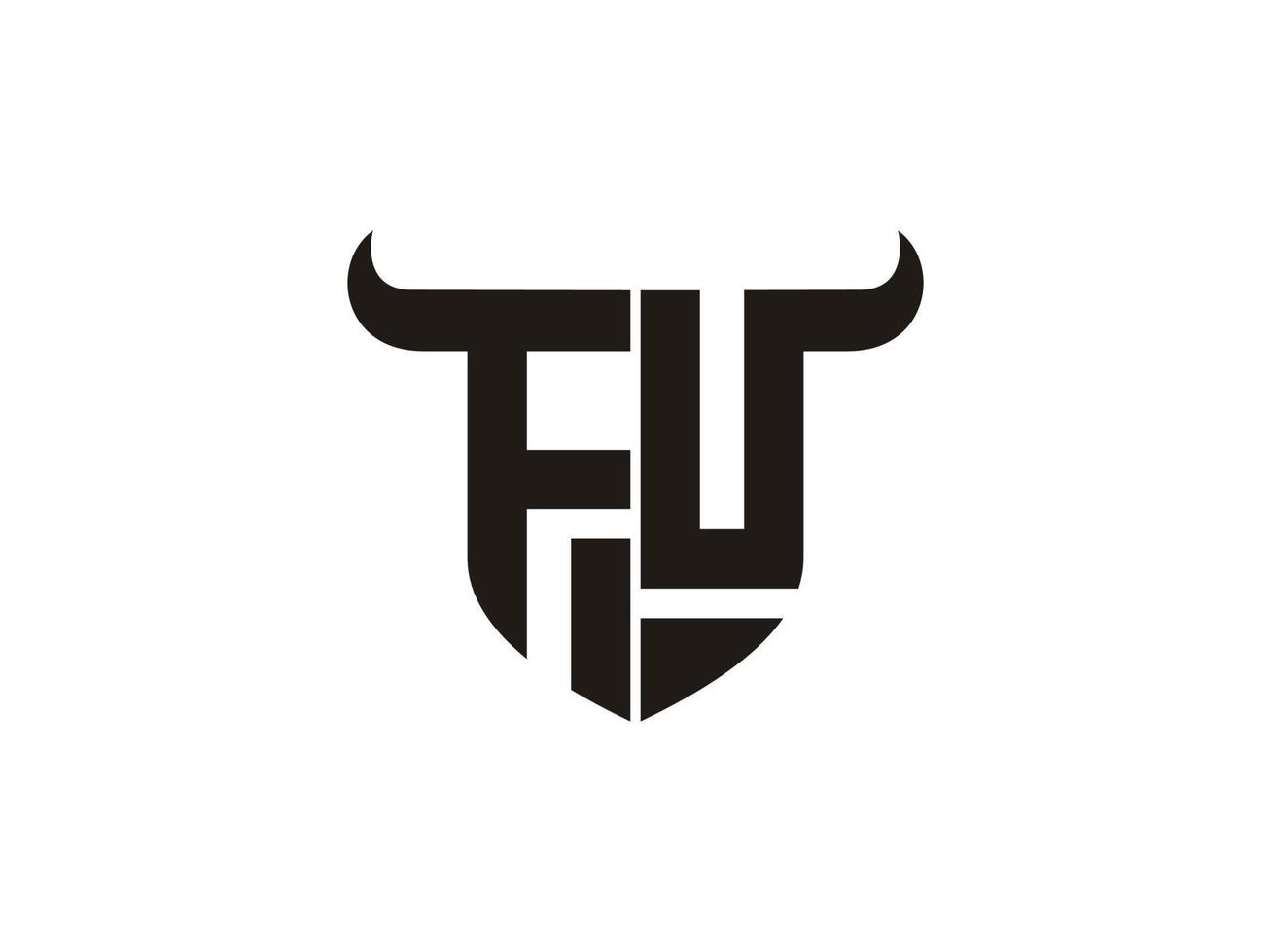 Initial FU Bull Logo Design. vector