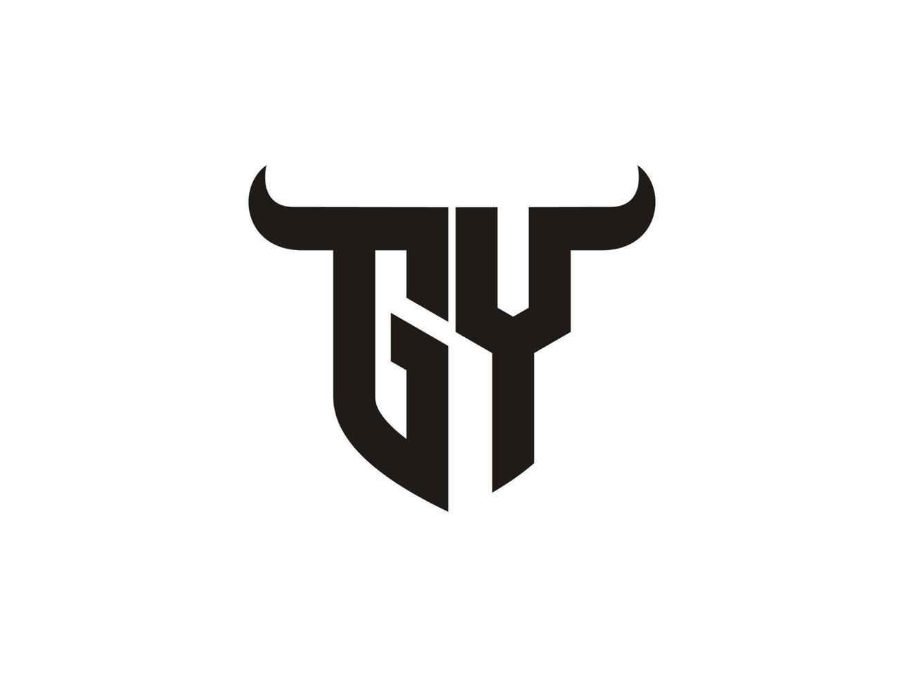 Initial GY Bull Logo Design. vector