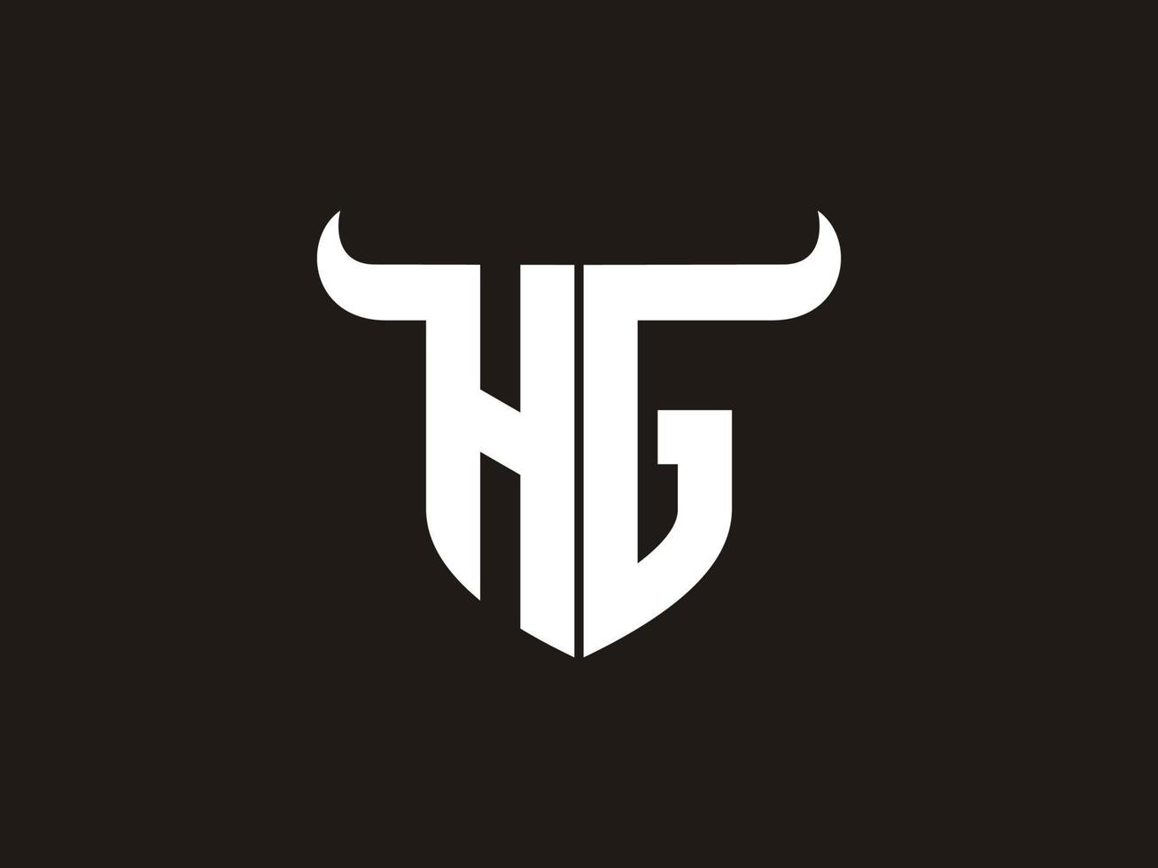 Initial HG Bull Logo Design. vector