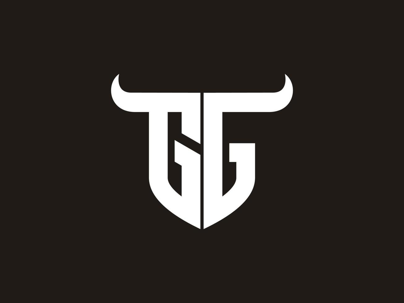 diseño inicial del logotipo de toro gg. vector