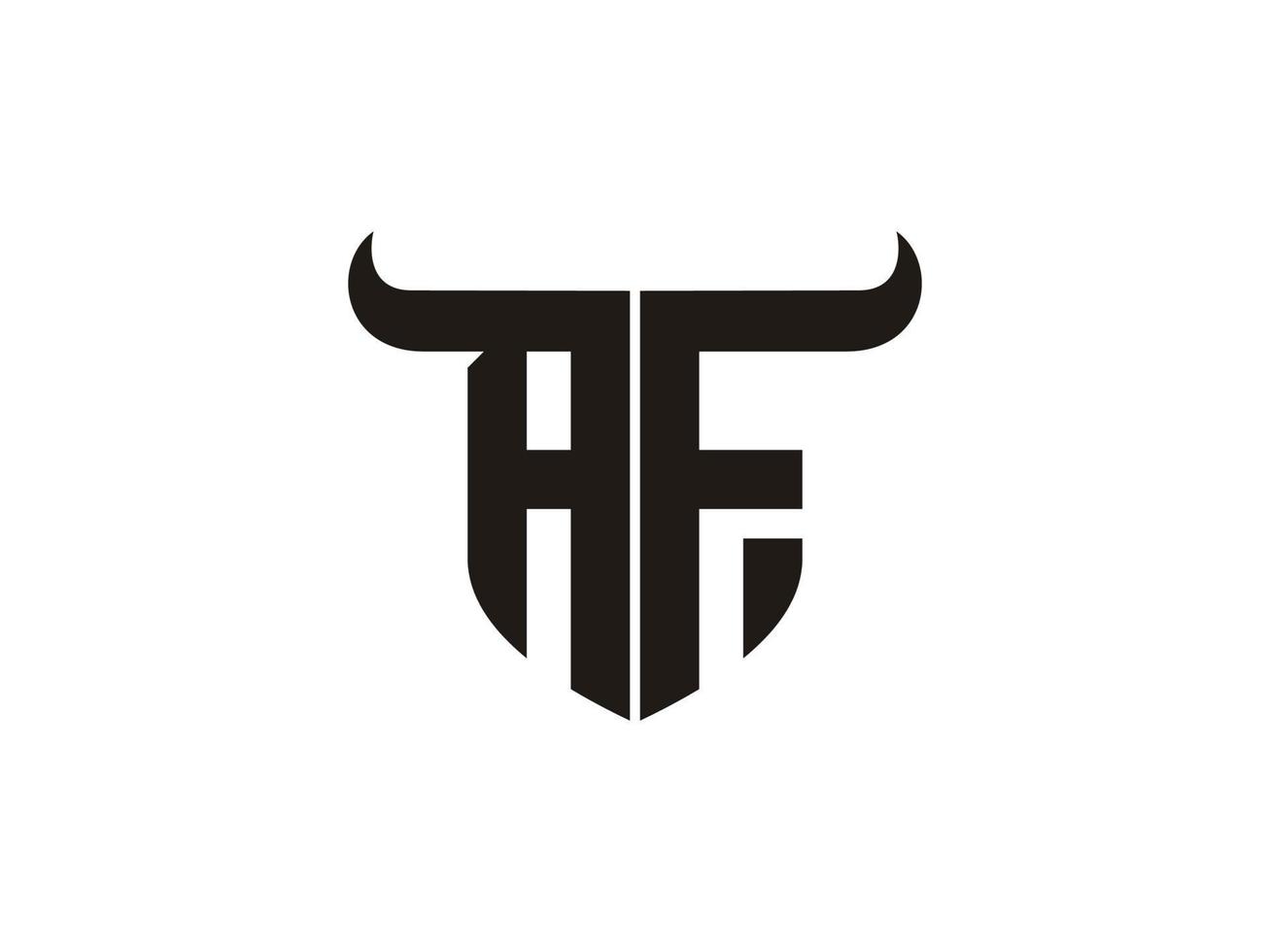 Initial AF Bull Logo Design. vector