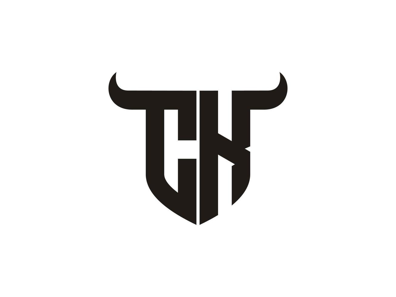 Initial CK Bull Logo Design. vector