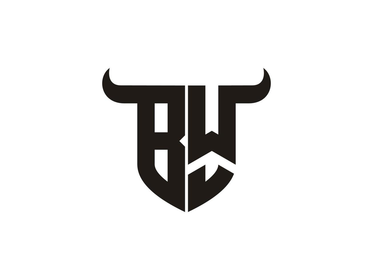 Initial BW Bull Logo Design. vector