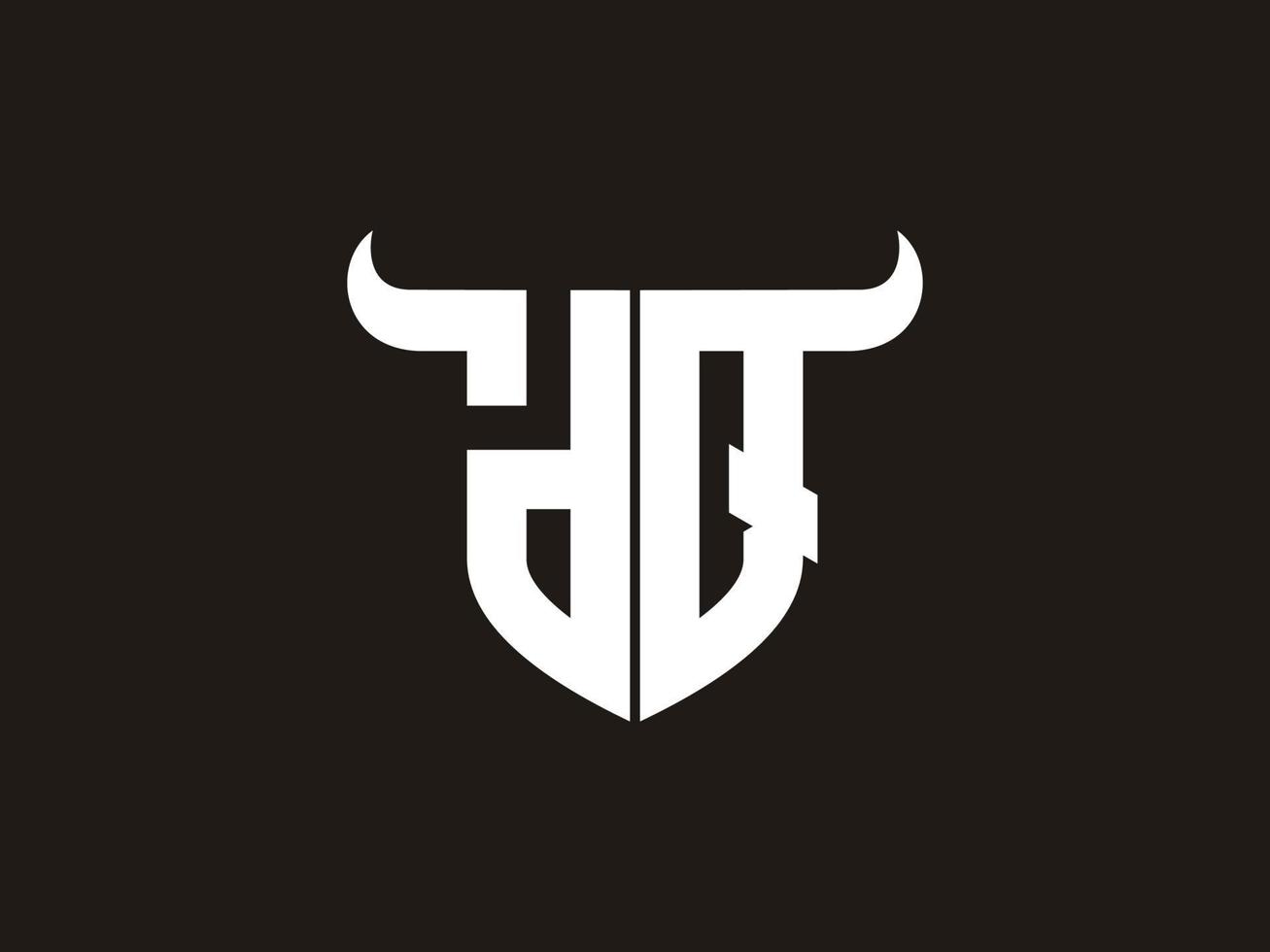 Initial DQ Bull Logo Design. vector