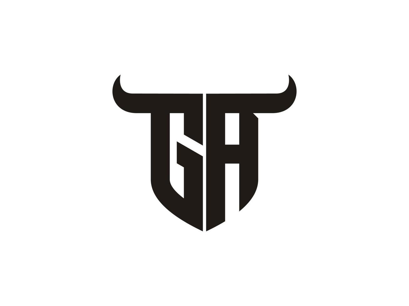 Initial GA Bull Logo Design. vector