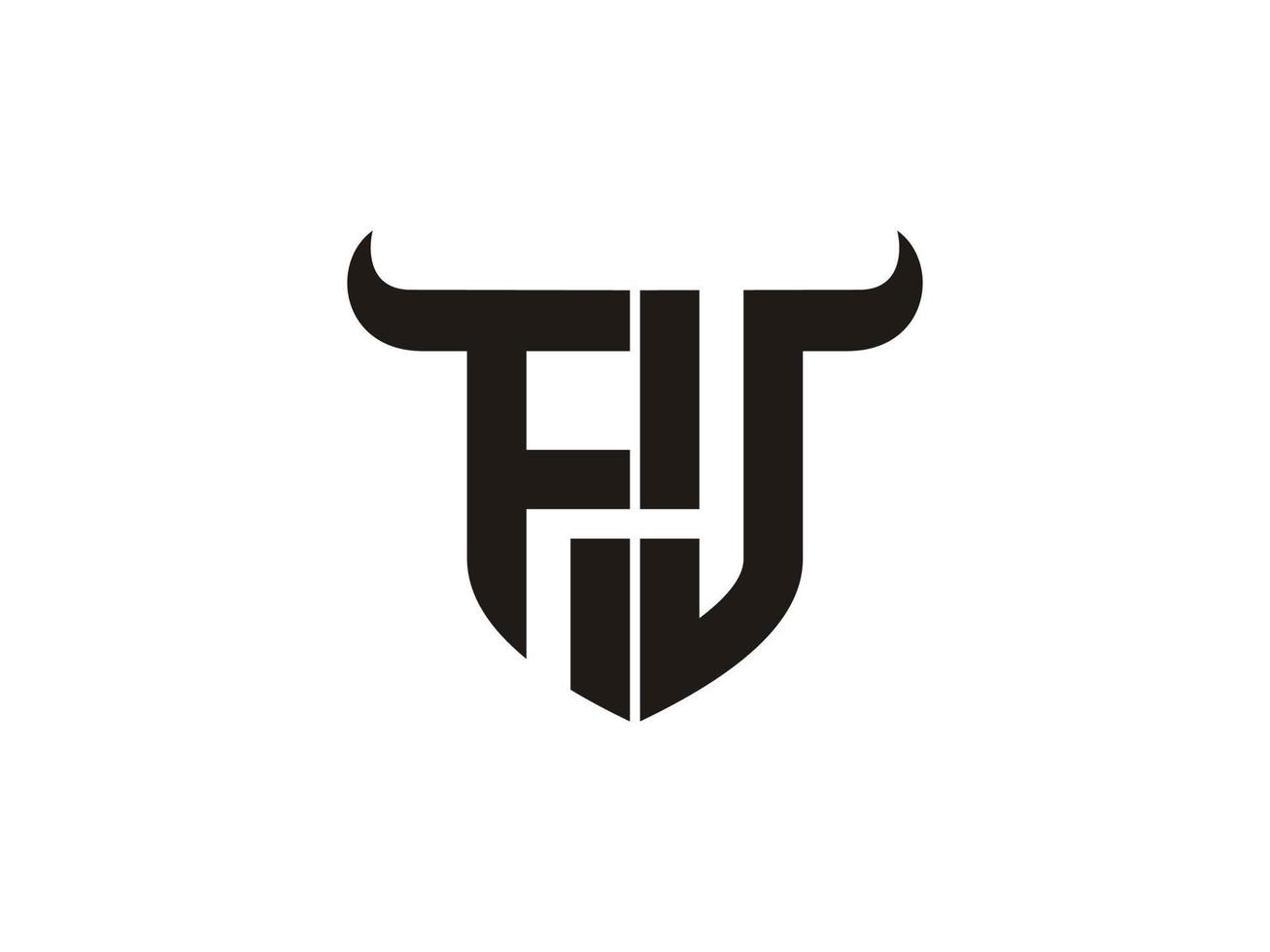 Initial FJ Bull Logo Design. vector