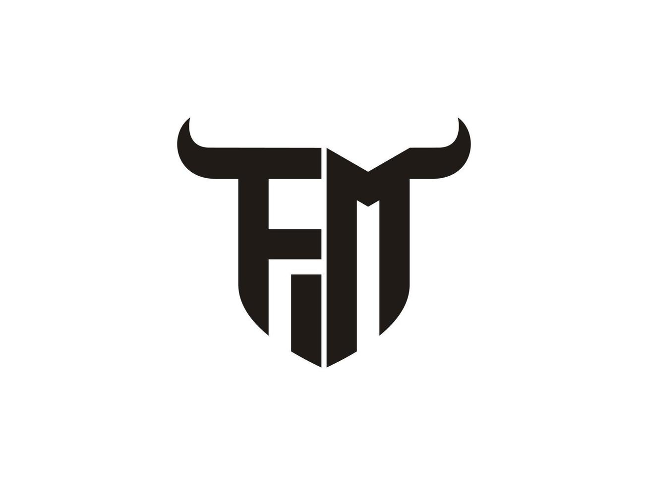 Initial FM Bull Logo Design. vector