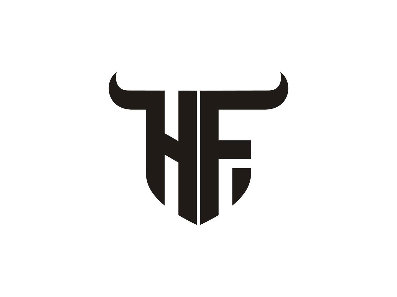 Initial HF Bull Logo Design. vector