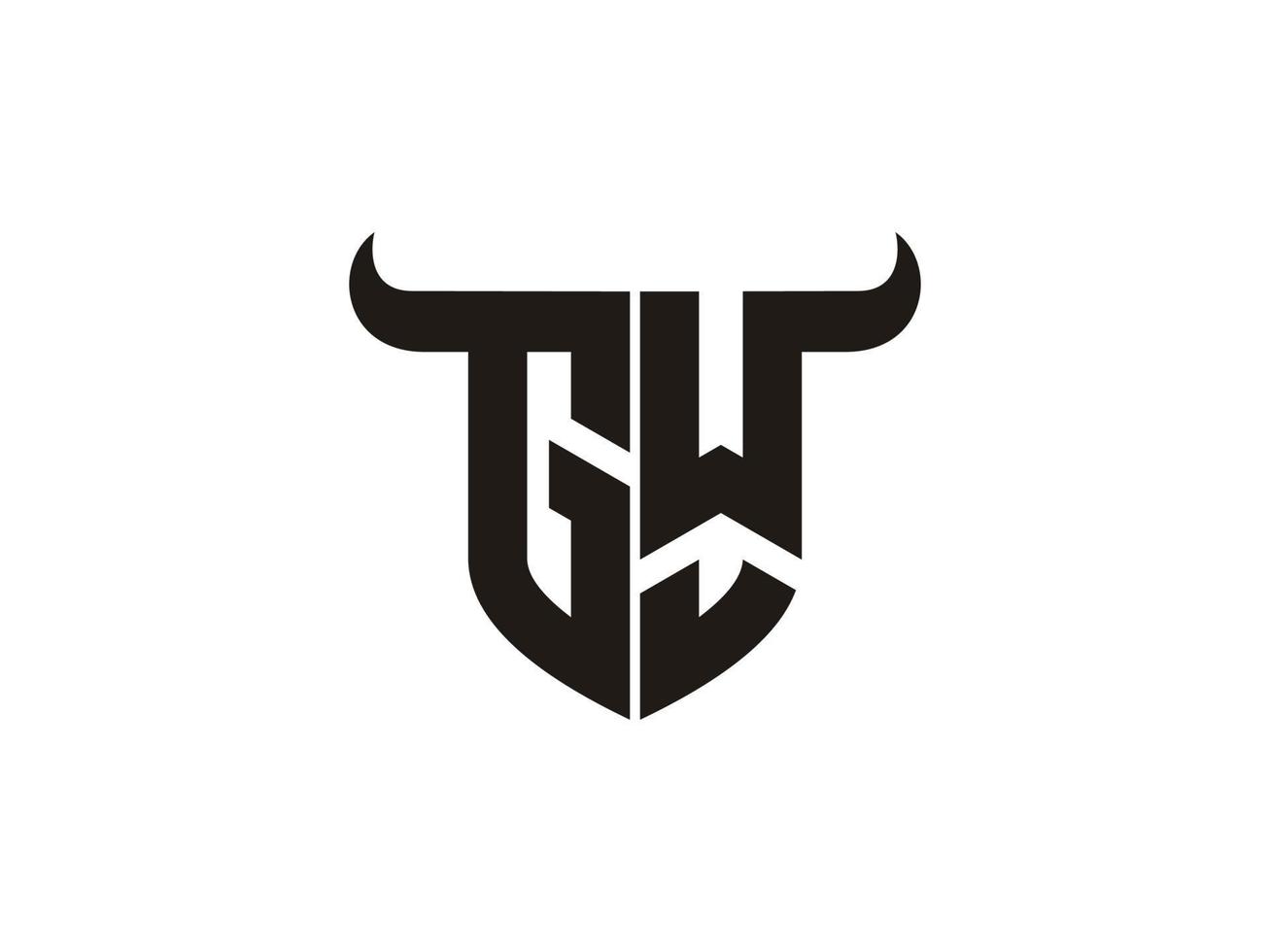 Initial GW Bull Logo Design. vector