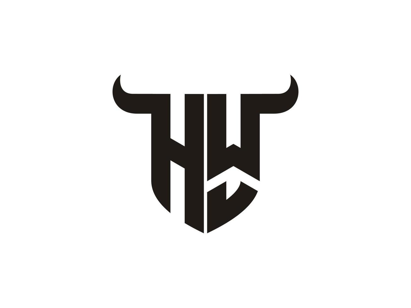 Initial HW Bull Logo Design. vector