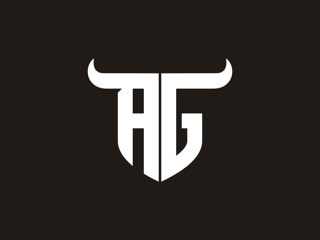 Initial AG Bull Logo Design. vector