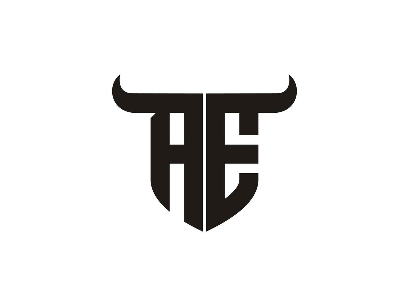 Initial AE Bull Logo Design. vector