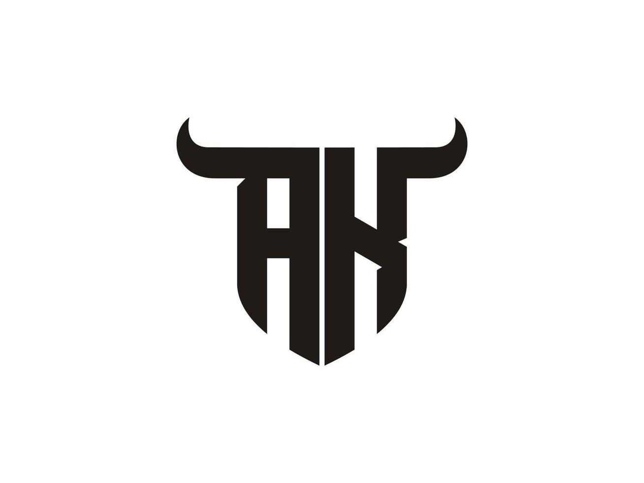 Initial AK Bull Logo Design. vector