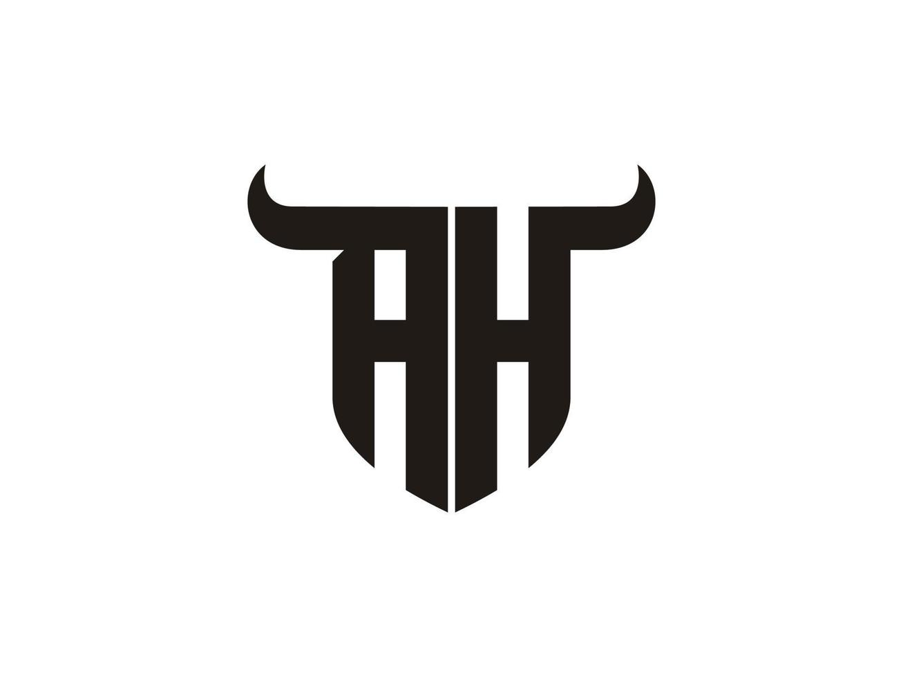 Initial AH Bull Logo Design. vector