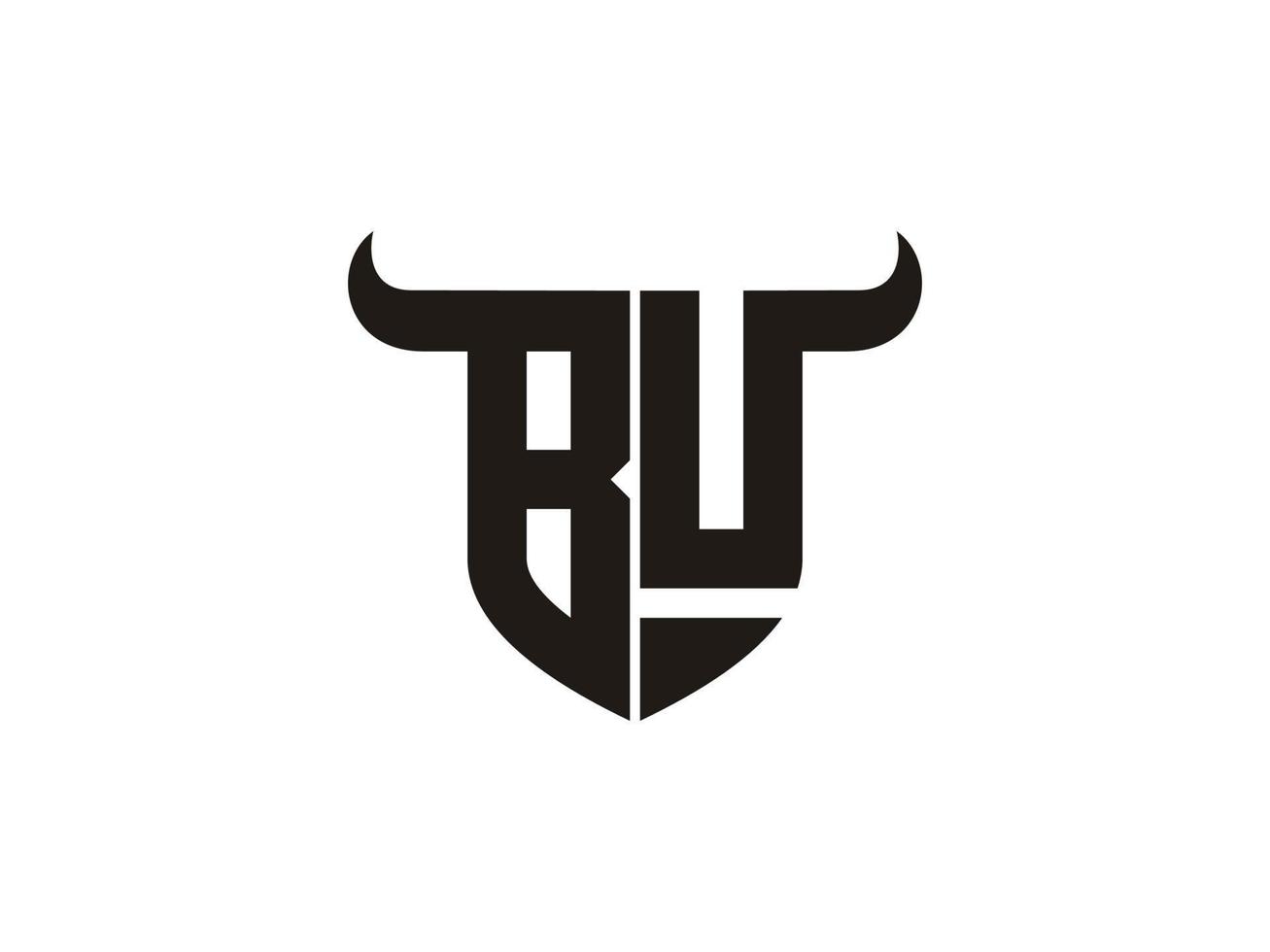 Initial BU Bull Logo Design. vector