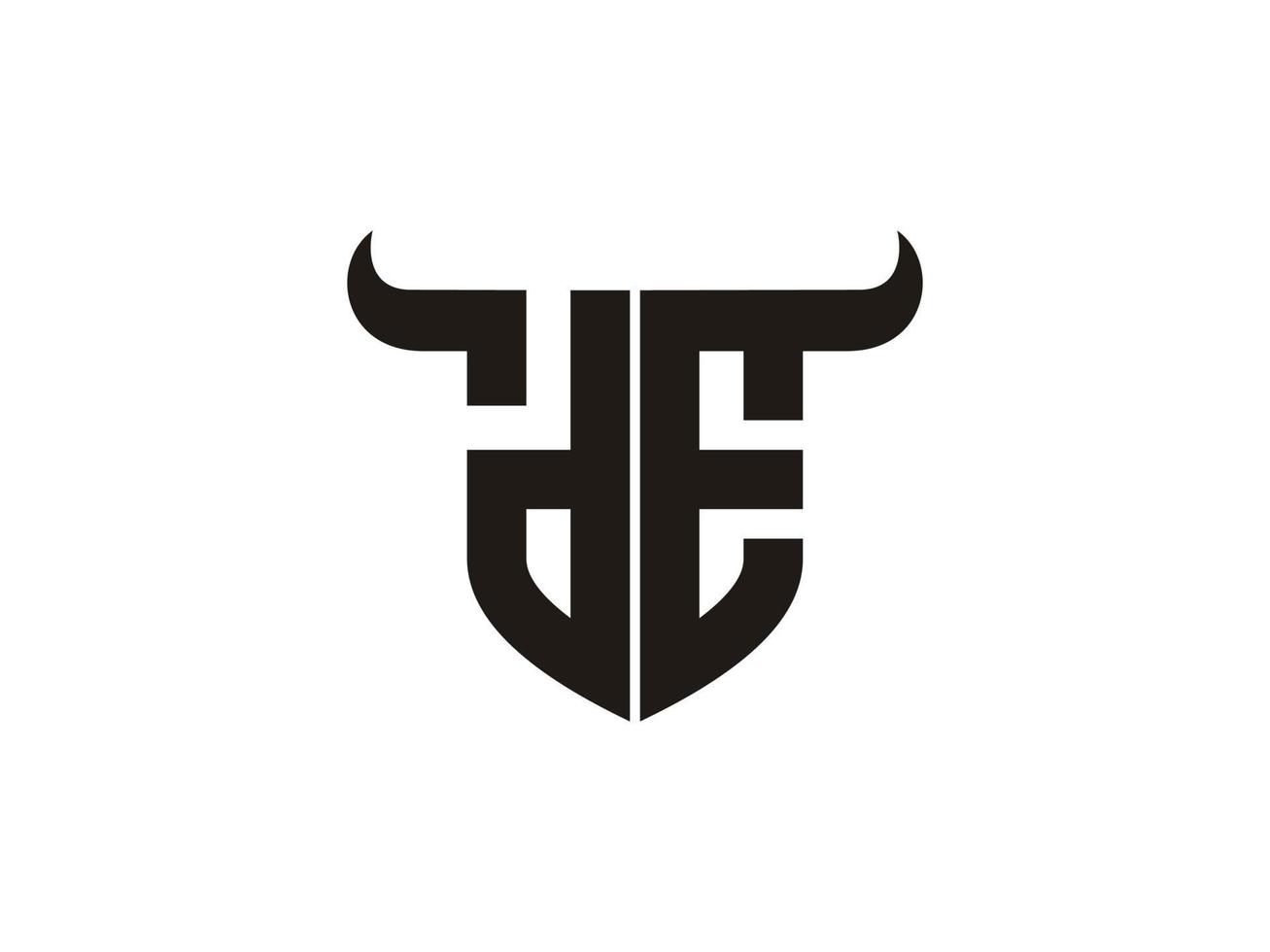 Initial DE Bull Logo Design. vector