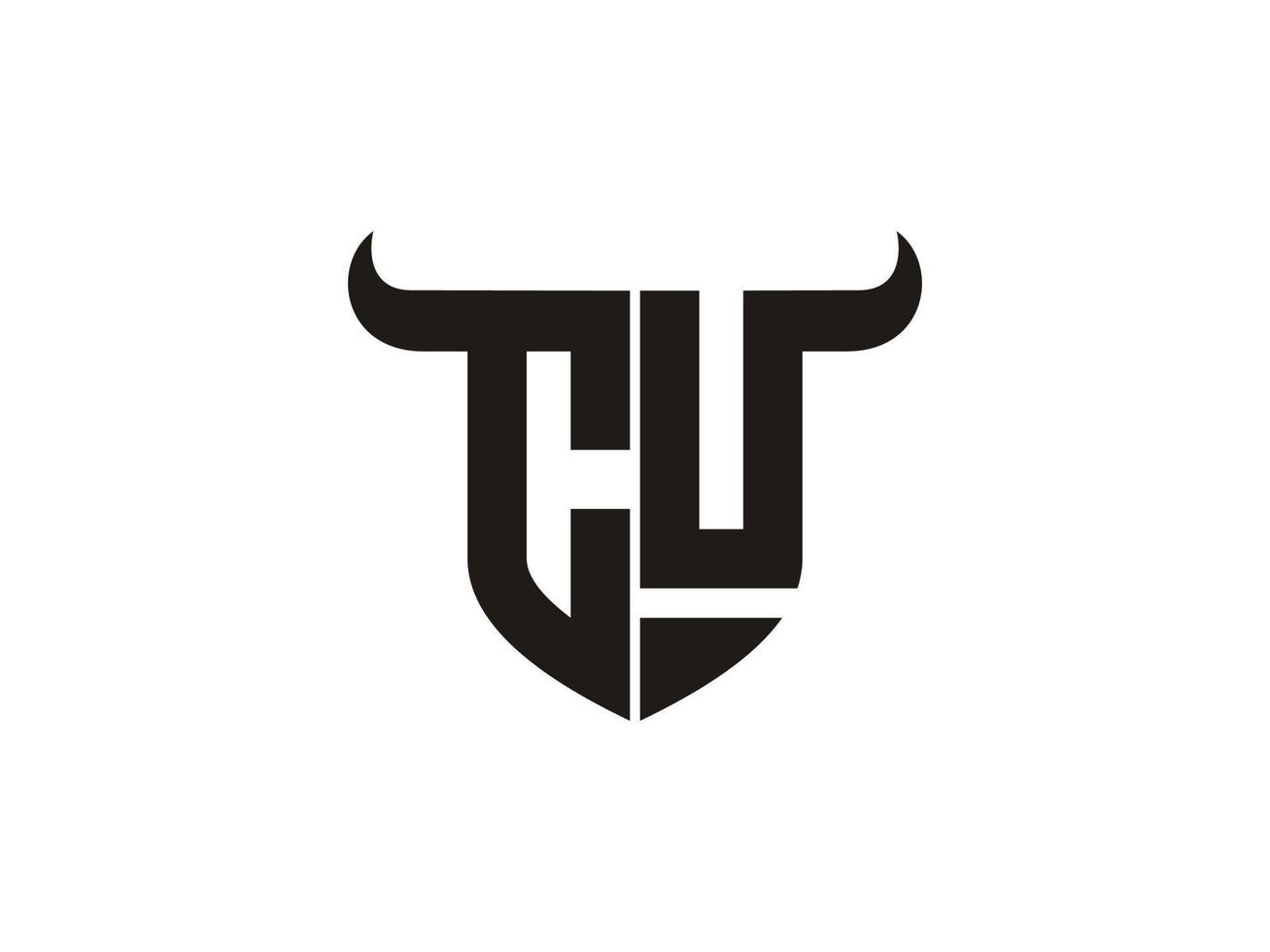 Initial CU Bull Logo Design. vector