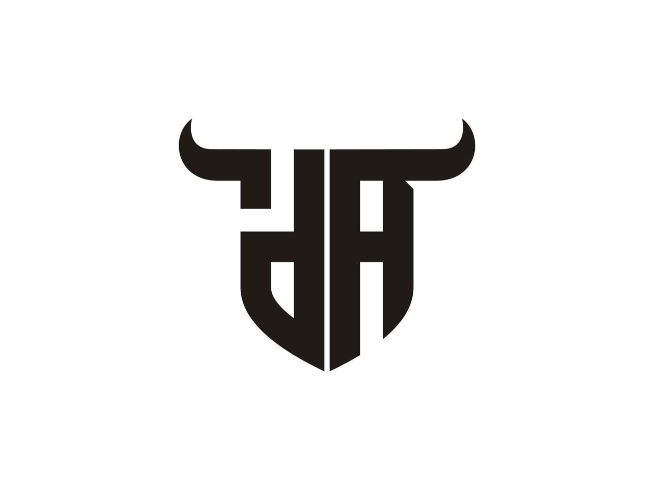 Initial DA Bull Logo Design. vector