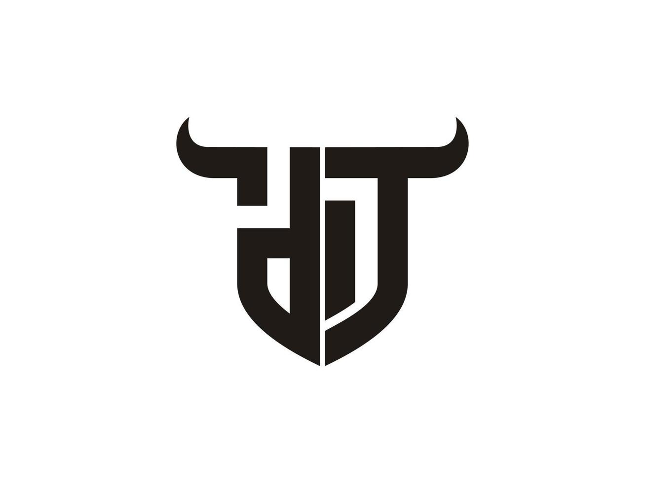 Initial DT Bull Logo Design. vector