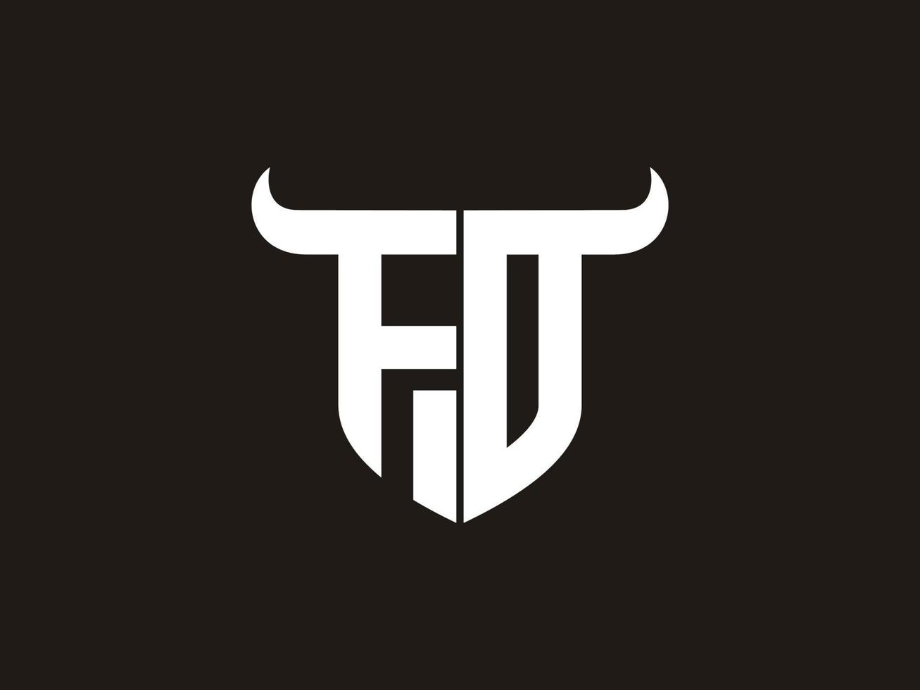 Initial FO Bull Logo Design. vector