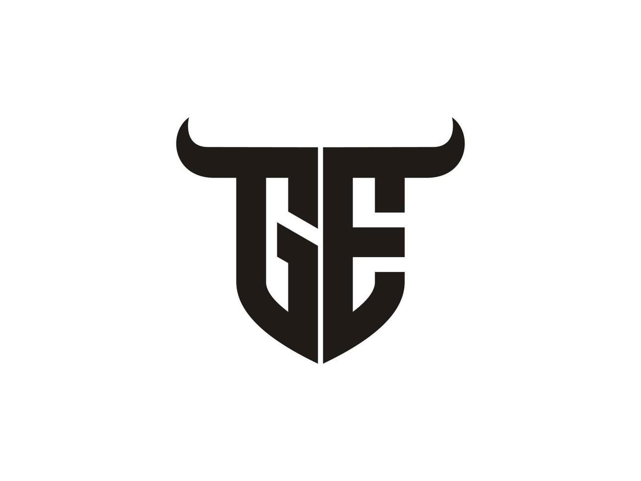 Initial GE Bull Logo Design. vector