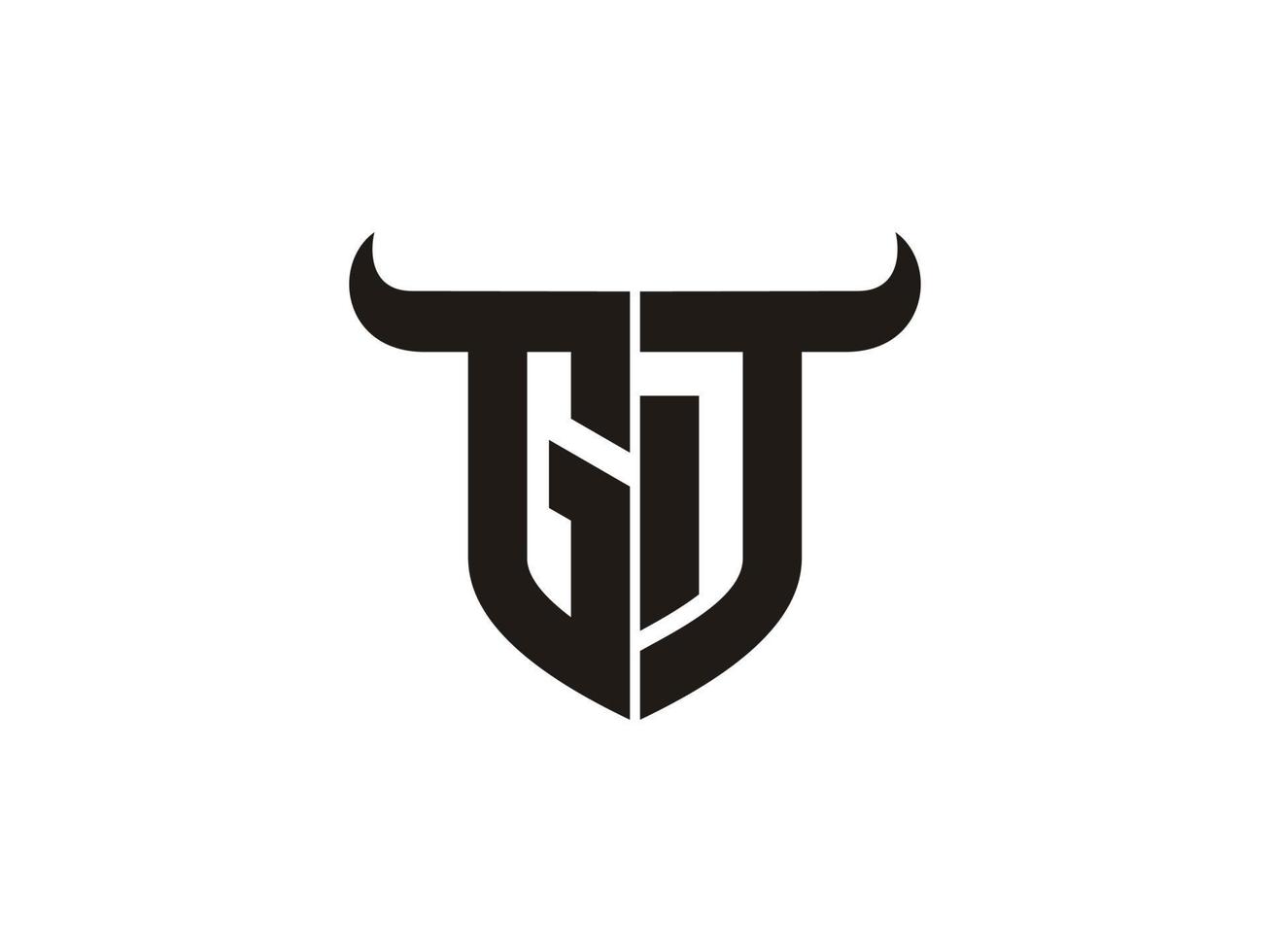 Initial GT Bull Logo Design. vector